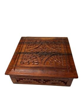 Hand-Carved Wooden Decorative Trinket Box - India
Deep rich tones